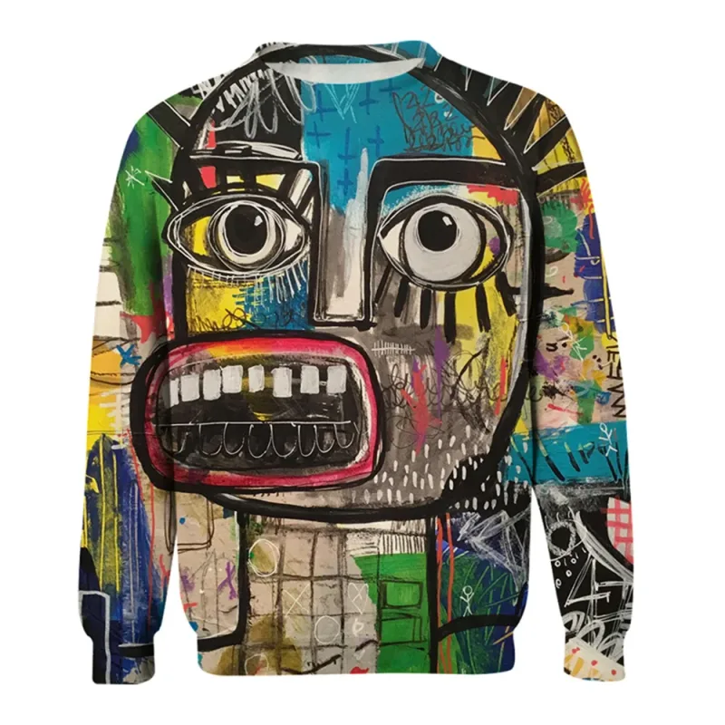 Baju Sweat Grafik Lelaki untuk Lelaki Pullover Graffiti Baju Sweat Lengan Panjang Krew Leher Fesyen Percutian Harian Kasual Percutian Baru