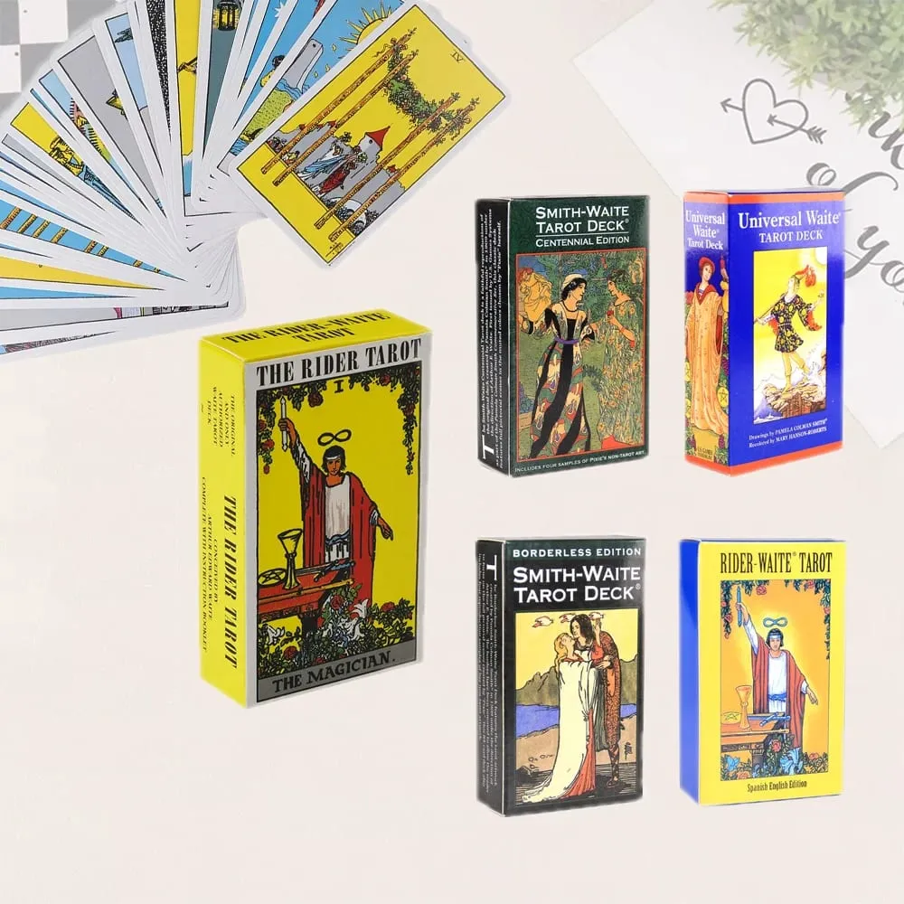 Baralho de tarô Rider Waite, venda quente de cartas de adivinhação para uso pessoal, baralho de tarô completo em inglês e espanhol, baralho para meninas, jogo de tabuleiro — image 3