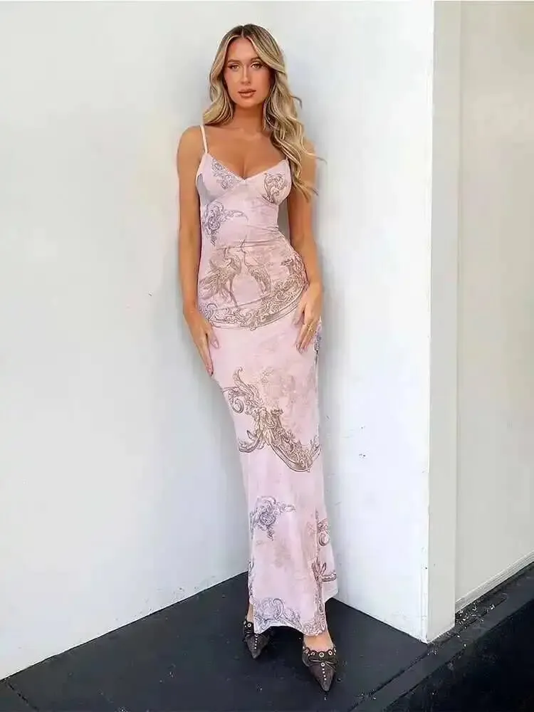 Townlike Elegant Long Maxi Dress Women Spaghetti Strap 2023 Summer Dress Slim Bodycon Backless Nightclub Sexy Party Dresses