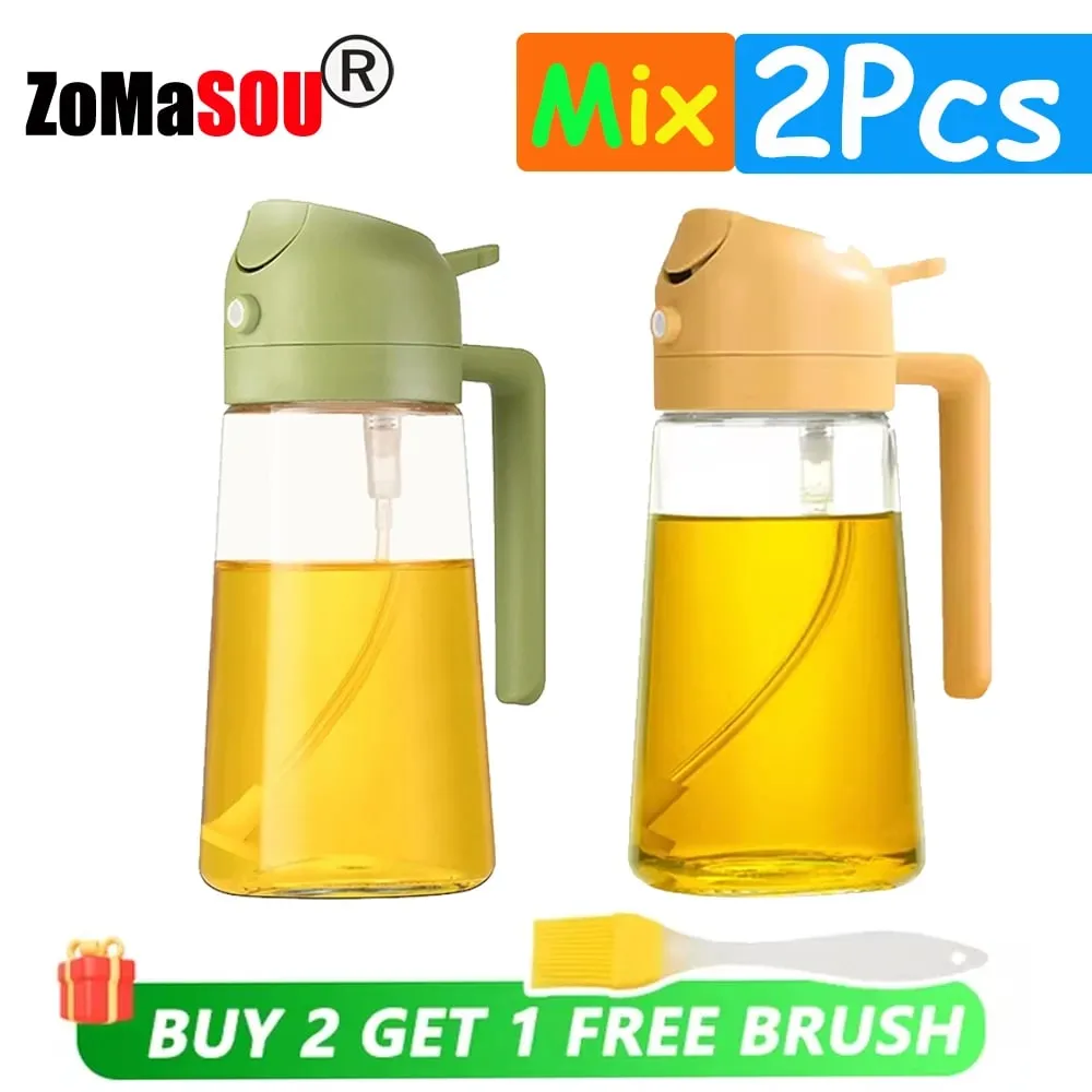 1-4Pc 2-in-1 Sprayer Pourer Oil Empty Bottle Plastic Oil Container Dispenser Vaporizer Kitchen Barbecue Camping Cooking Utensils