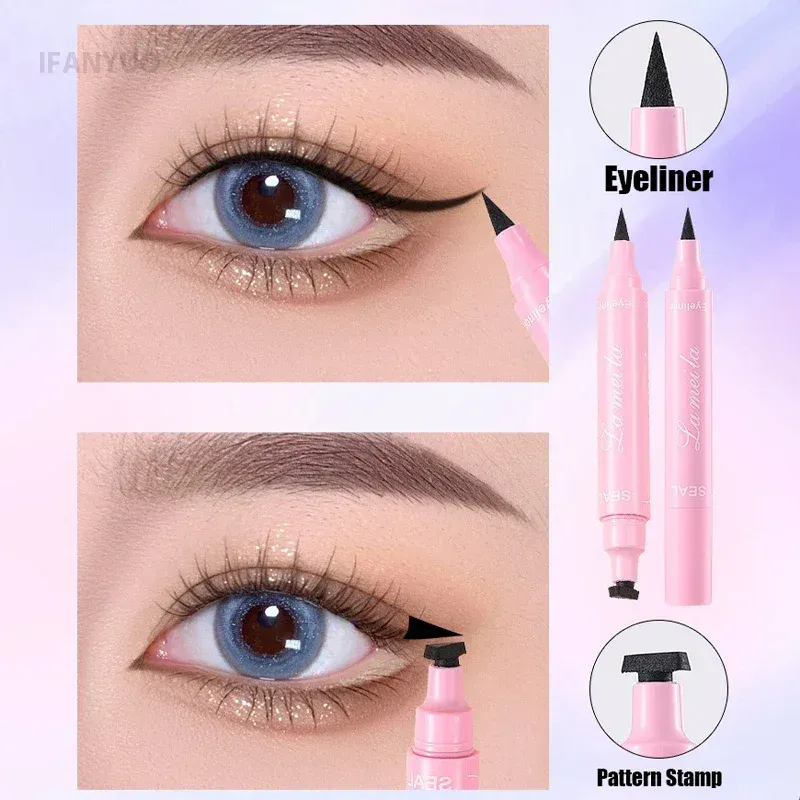 Moon Flower Star Eyeliner Stamp Pen 2IN1 Black Liquid Eye Liner Pencil Love Heart Triangle Waterproof Quick Dry Makeup Cosmetic