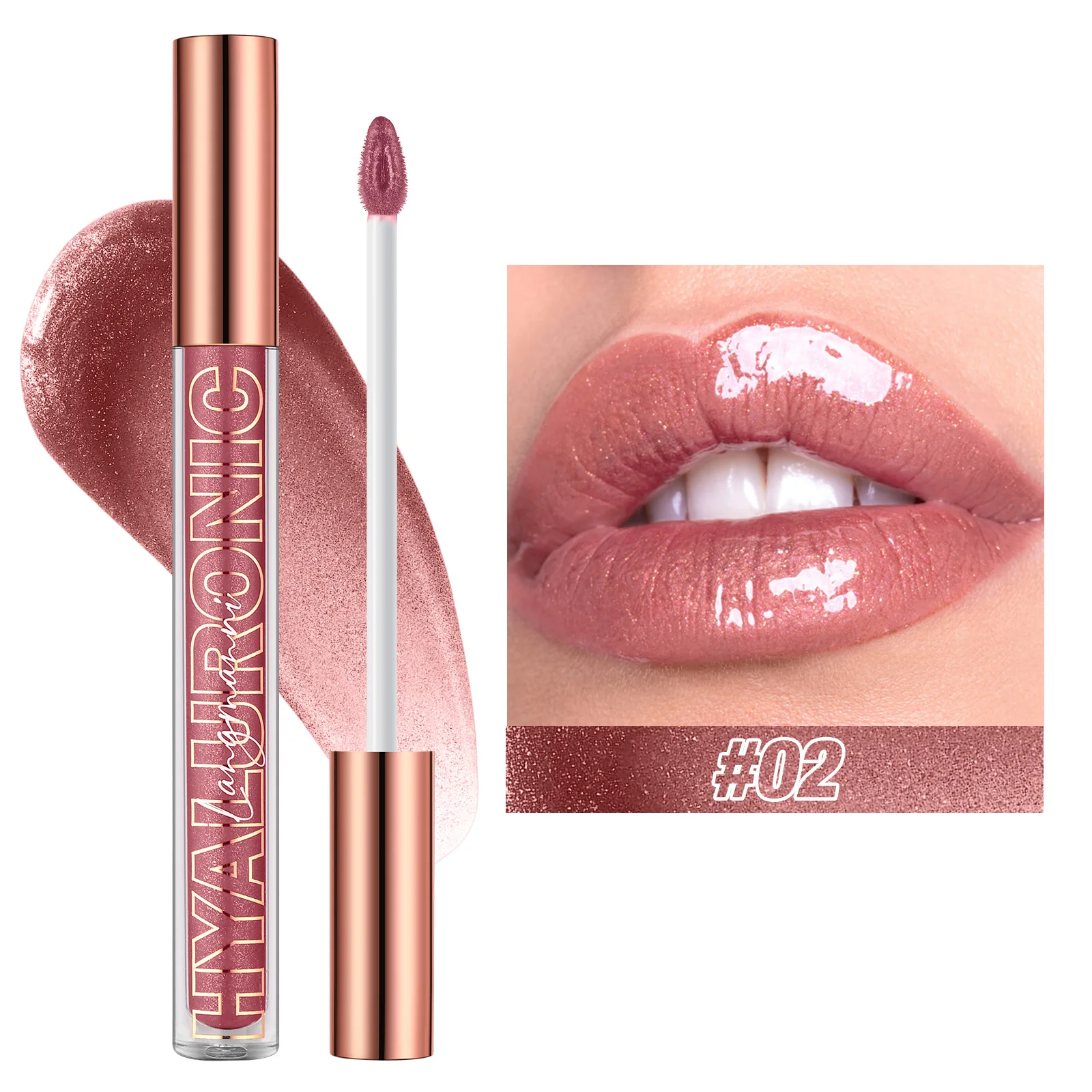 Pearlescent Glitter Plumping Lip Gloss Diamond Glitter Nude Pink Liquid Lipstick Shiny Glass Waterproof Sexy Lip Tint Lip Makeup — image 8