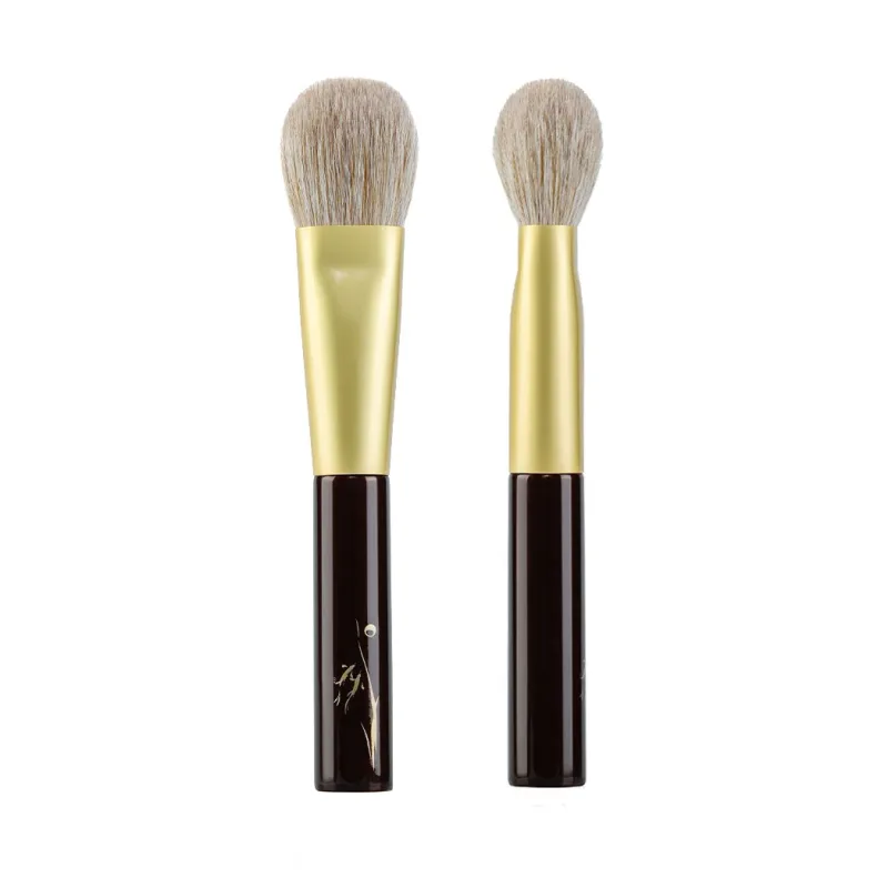 SD02 Professional Handmade Make Up Brush Flat Round Contour Blush Highlighter Brush Soft Goat Red Fox Hair Makeup Brushes — image 2