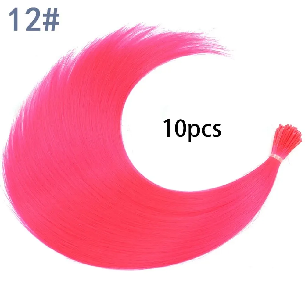 Synthetische farbige I-Tip-Stick-Haarverlängerungen, glattes Haar, 40,6 cm, für Frauen, hohe Temperaturen, 10 Strähnen/Packung, Farben — image 20