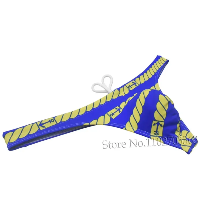 Sexy Swim Thong Men's Swimwear Bikini Briefs Drawstring Quick-dry Elastic Underwear Pouch Beach Tangas Surfing Poolside