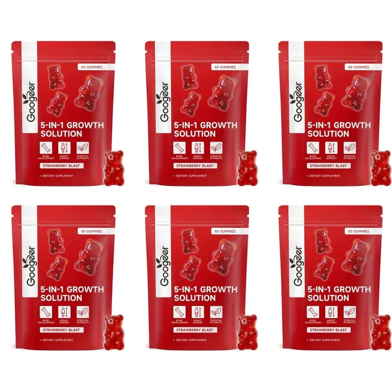 Googeer Solution de croissance 5 en 1 Gummies pour le développement osseux et le soutien de la taille Vitamine D3 K2 Calcium Strawberry Blast 60 Gummies — image 12