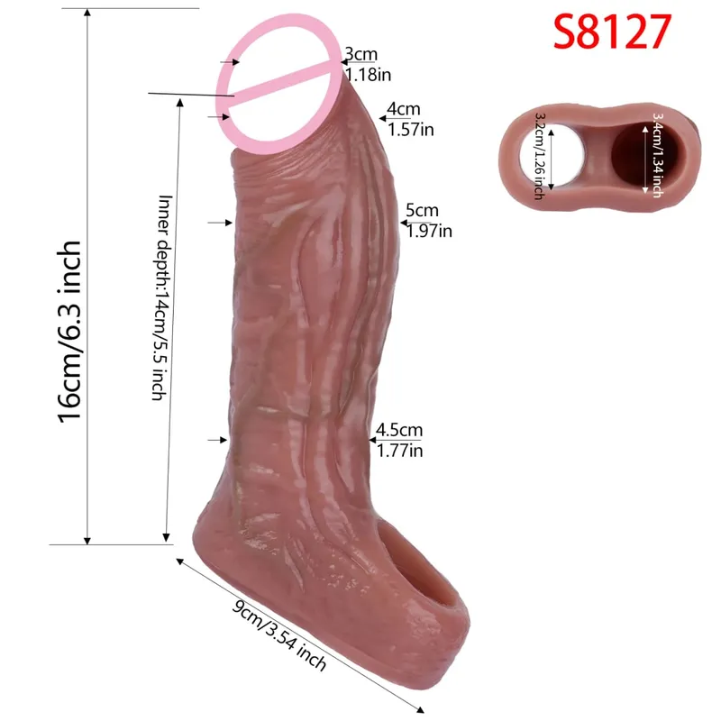 Close Head Realistische Penishülle Sexspielzeug für Männer Verzögerung der Ejakulation Dick Extender für Paare Sex Vergnügen Sexshop — image 10