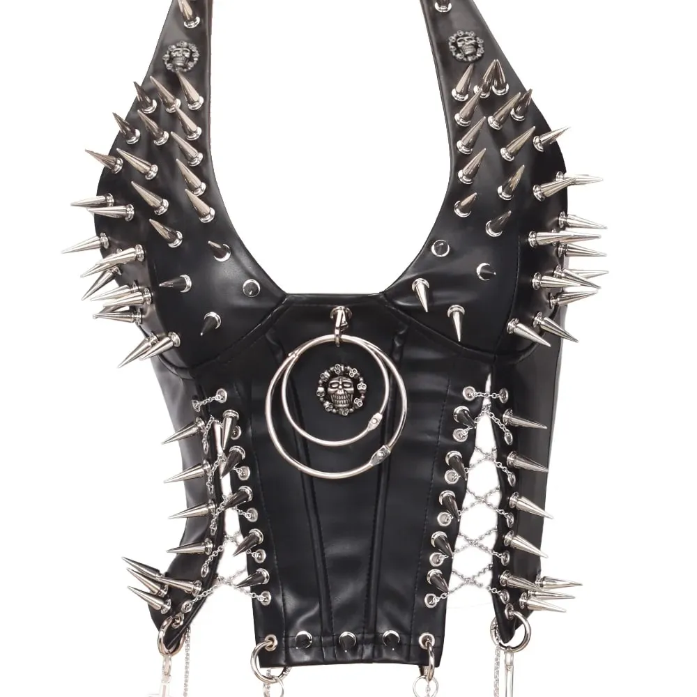 Goth Top Y2K Clothes Women's Tanks Emo Clothing Gothic Boho Tops with Spikes Punk Rock Teens Festival Spiked Bra Grunge T Shirt — image 7