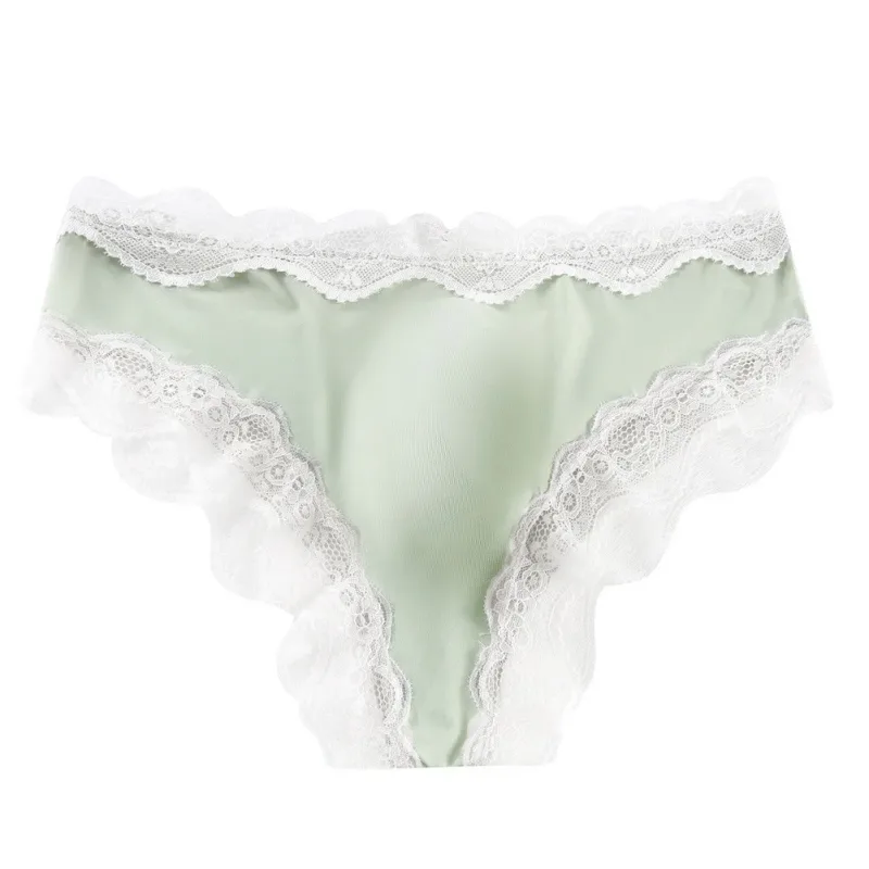Calcinha masculina com acabamento de renda, cueca respirável de alta elasticidade 3d convexa, roupa íntima sexy fina transparente