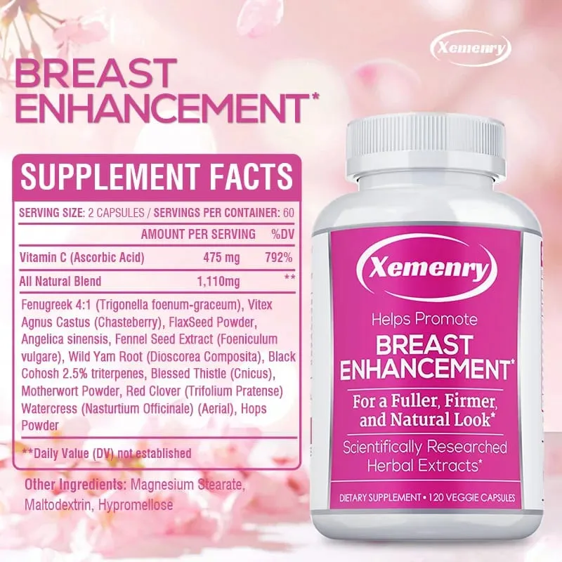 Breast Enhancement Capsules - Supports Balanced Estrogen Metabolism Enlarges Breasts Improves Skin Regulates Mood Non-GMO — image 2