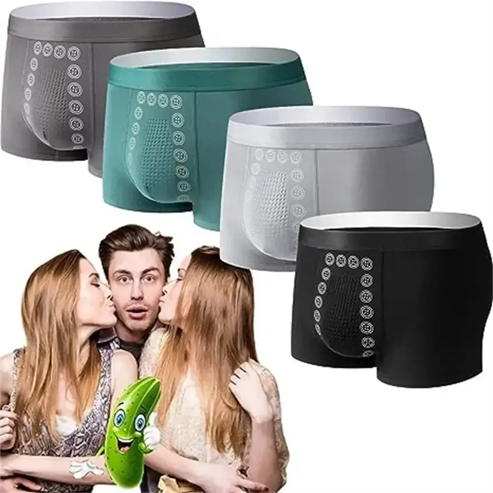 4pcs Boxer Shorts Men's Ice Silk Underwear Cool Underpants Breathable Sexy Thin Panties Sexy U Convex Lingerie — image 1