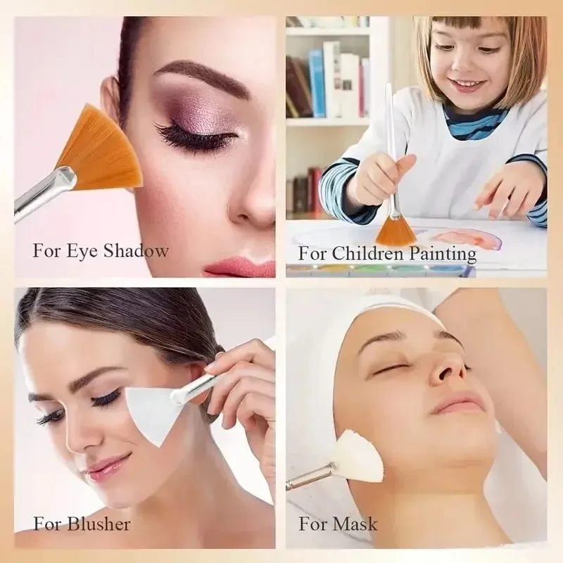 3/6/12pcs Fan Brush Facial Mask Brushes Multi Use Soft Fan Face Makeup Brush Acid Applicator for Women Girls Cleansing Tools