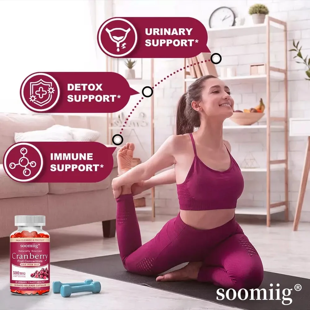 Organic Cranberry Capsules - Rich in Vitamin C Support Urinary Tract and Bladder Health Promote Cleansing Detoxification — image 2