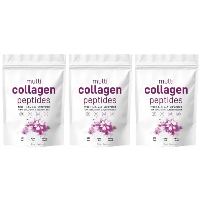 Péptidos múltiples de colágeno en polvo tipos I II III V con biotina, vitamina C y ácido hialurónico que soporta la piel, el cabello y las uñas para hombres y mujeres — image 9
