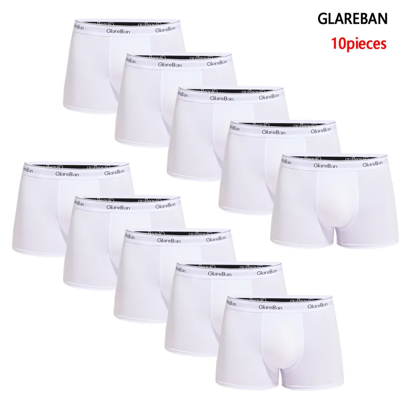 10pcs Pack White 2024 Men Panties Polyester Underwear Male Brand Boxer And Underpants For Homme Luxury Set Shorts Box Slip Kit — image 7