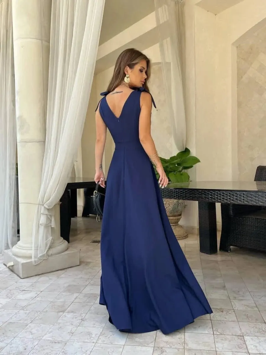 Solid Color 2026 Summer New V-Neck Sexy Split Evening Dress Spaghetti Strap Sleeveless Party Long Dresses Women Clothing