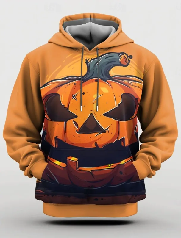 Halloween Men's Graphic Hoodie Pumpkin Prints Classic Casual 3D Pullover Holiday Fashion Hoodies Thin Style Long Sleeve Hooded — image 29