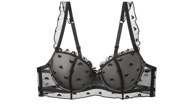 Thin Soft Underwire Anti-sagging Large Breasts Show Small Text Bra Set Fat Mm Large Size D Cup Lace Sexy Underwear Women