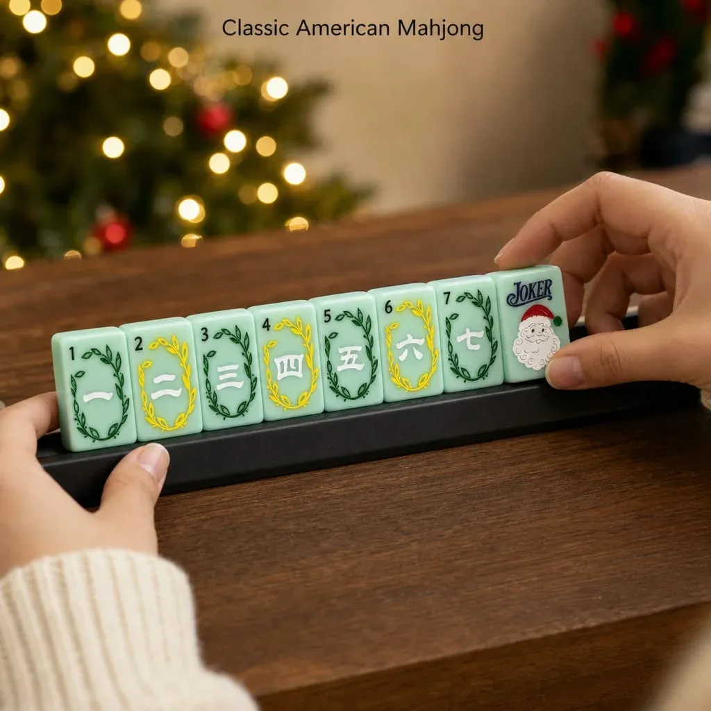 Original Design Christmas American Mahjong 160 Tiles - Acrylic 36x25x11mm with Jokers and Winds Holiday Game — image 2