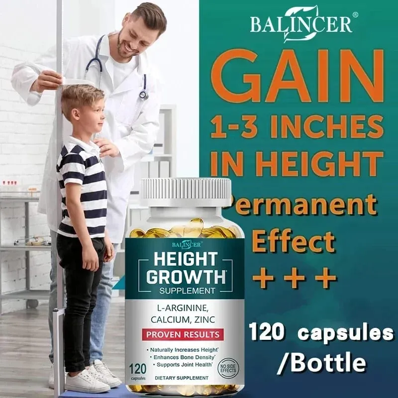 Supplément de gain de taille – Supplément de calcium L-Arginine Vitamine D3 Zinc – Favorise la croissance osseuse – Aide à la croissance naturelle de la taille — image 2