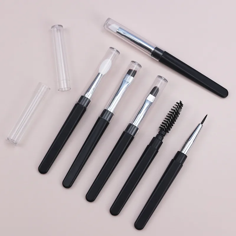 ★▲1PC przenośne pędzle do makijażu cieni do powiek rozmiar podróżny pędzle do makijażu brwi silikonowe Glit niezbędne narzędzia kosmetyczne z pokrywką — image 1