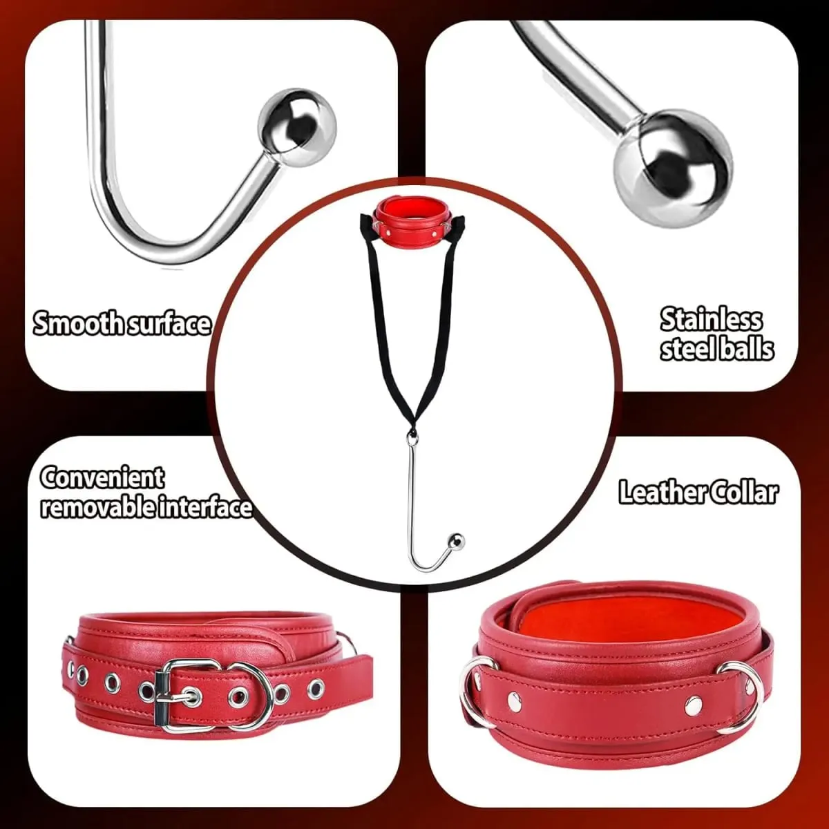 SM Coppia Gancio anale Sesso Bondage Restraint Set BDSM Catena in pelle Acciaio inossidabile Giocattoli adulti del sesso per uomo Imbracatura regolabile — image 4