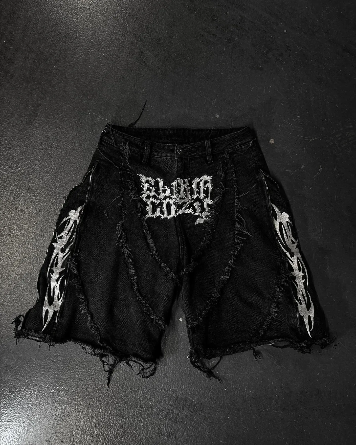 Elixir X Cozy Detachable Jeans Retro Punk Streetwear Ziipper Patchwork Stripe Denim Pants Men Black Baggy Hip Hop Splicing Jeans