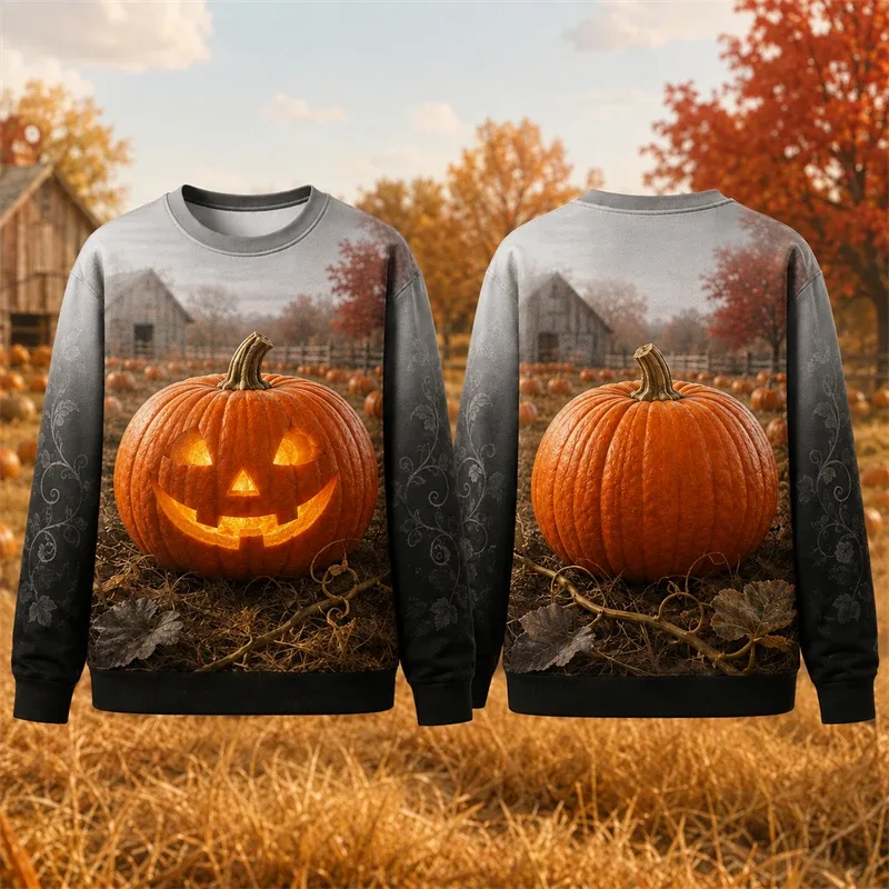 Autumn Winter Halloween Men Sweatshirt 3d Print Vintage Farm Pumpkin Lantern Pullover Sweatshirt Thanksgiving Party Unisex Top — image 11