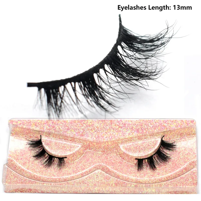 Demi-cils naturels 3D en vison, courts, duveteux, vaporeux, bande croisée, doux, Extension, maquillage — image 35