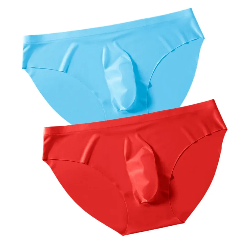 2PCS Sexy Men Briefs Ultra Thin Ice Silk Underwear High Quality Breathable Underpants Summer Transparent Quick-dry Male Panties — image 36