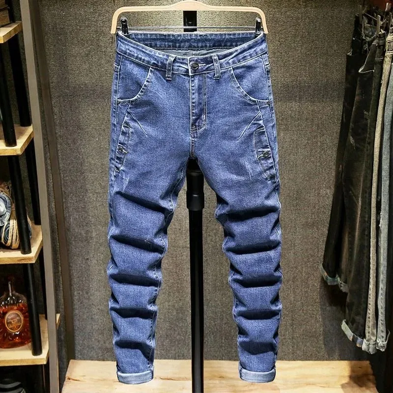 Spring and Autumn Trend Solid Color Straight Leg Stretch Denim Jeans Men's Casual Slim Fit Comfortable Sports High-Grade Jeans — image 3