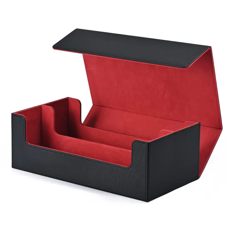 Card Storage Box Card Deck Case Holds 1200+ Single Sleeved Cards Strong Magnetic PU Leather Card Boxes for TCG