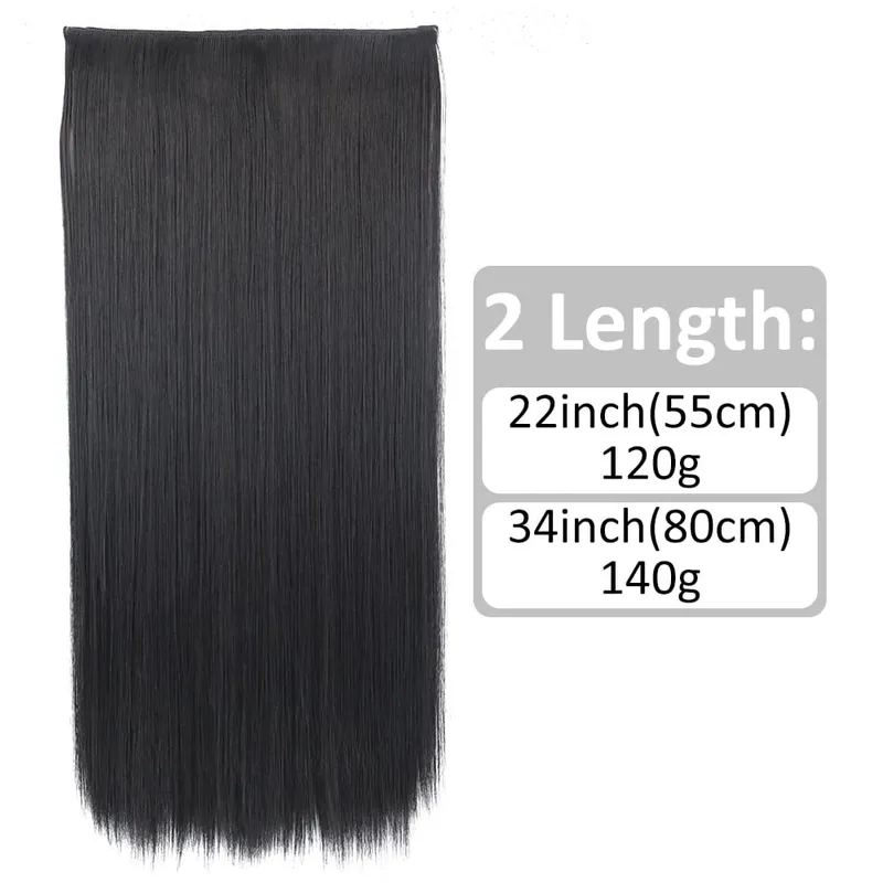 Synthetic 32Inch Hair Extensions OnePiece 5 Clips Long Straight Hairstyle Heat Resistant Fake Hairpiece For Women Natural Blonde — image 3