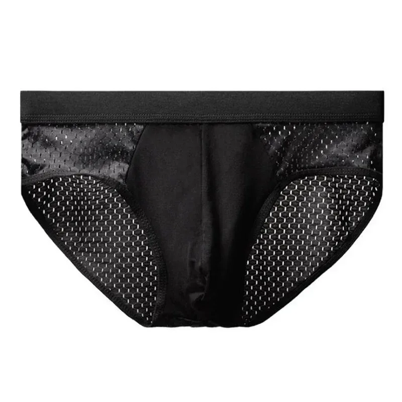 Panlalaking Ice Silk Underwear Briefs Breathable Underwear Bamboo Carbon Fiber Anti-Bacterial Comfortable Hollow Underwear Pantalon Malamig — image 3