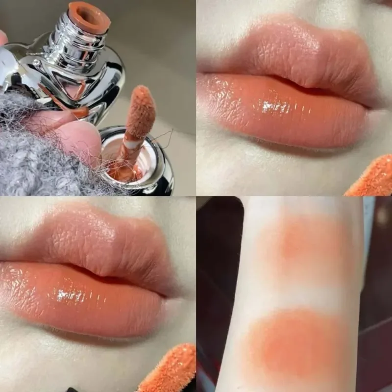 6-Color Lasting Matte Lip Gloss Non-Stick Cup Velvet Smooth Pomegranate Color Plump Lips Waterproof Smudge-proof Lipglaze Makeup