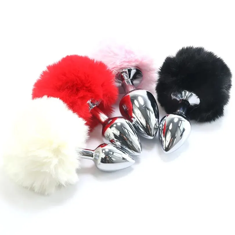 Metal Plush Rabbit Tail Anal Plug Prostate Massager Butt Plug Rabbit Ear BDSM Cosplay Erotic Sex Toys for Women Adults Sex Game — image 2