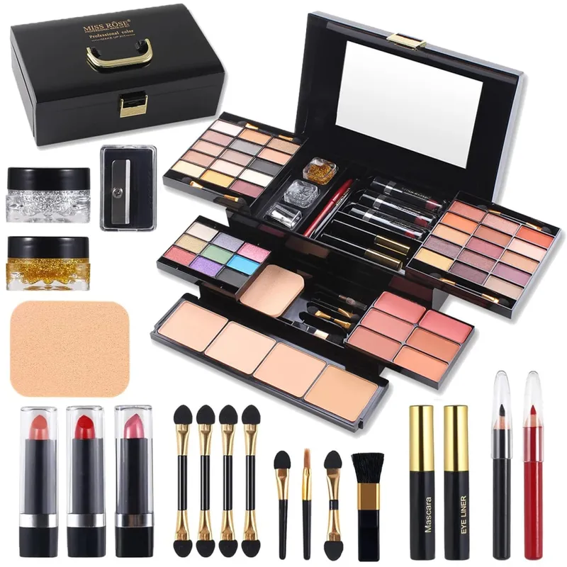 All-in-One Makeup Kit Color Spirit Professional Matte Shimmer Eyeshadow Lipstick Blush Waterproof with Brushes Mirror Case