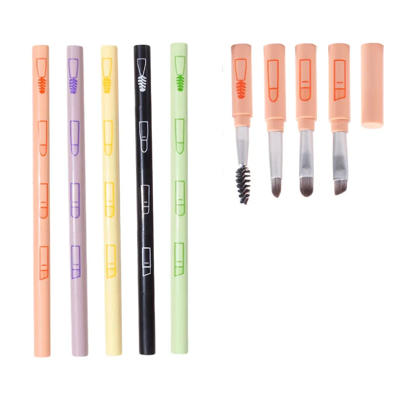 4 IN 1 Multifunctional Makeup Brushes Set Makeup Gadget Detachable Lip Eyeshadow Brush Sponge Eyeshadow Brush for Home Travel — image 1