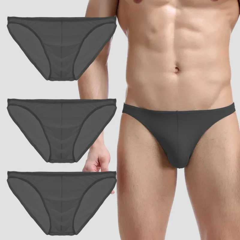 3 uds verano borde estrecho hombres deportes transpirable hielo seda calzoncillos finos sexy cintura baja apretado sin costuras pequeños pantalones triangulares — image 20