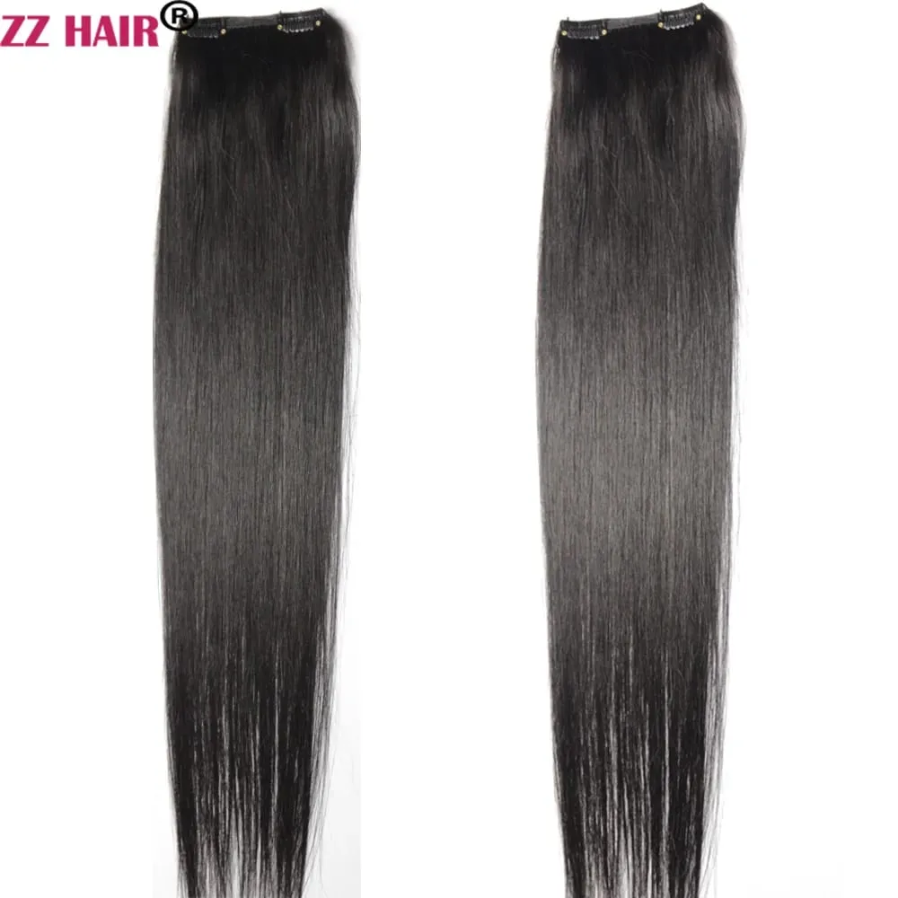 Clips-in 100% Brazilian Human Remy Hair Extensions 16"-28" Three Pieces 3pcs Set 100g-200g 1x25 2x10 Natural Straight
