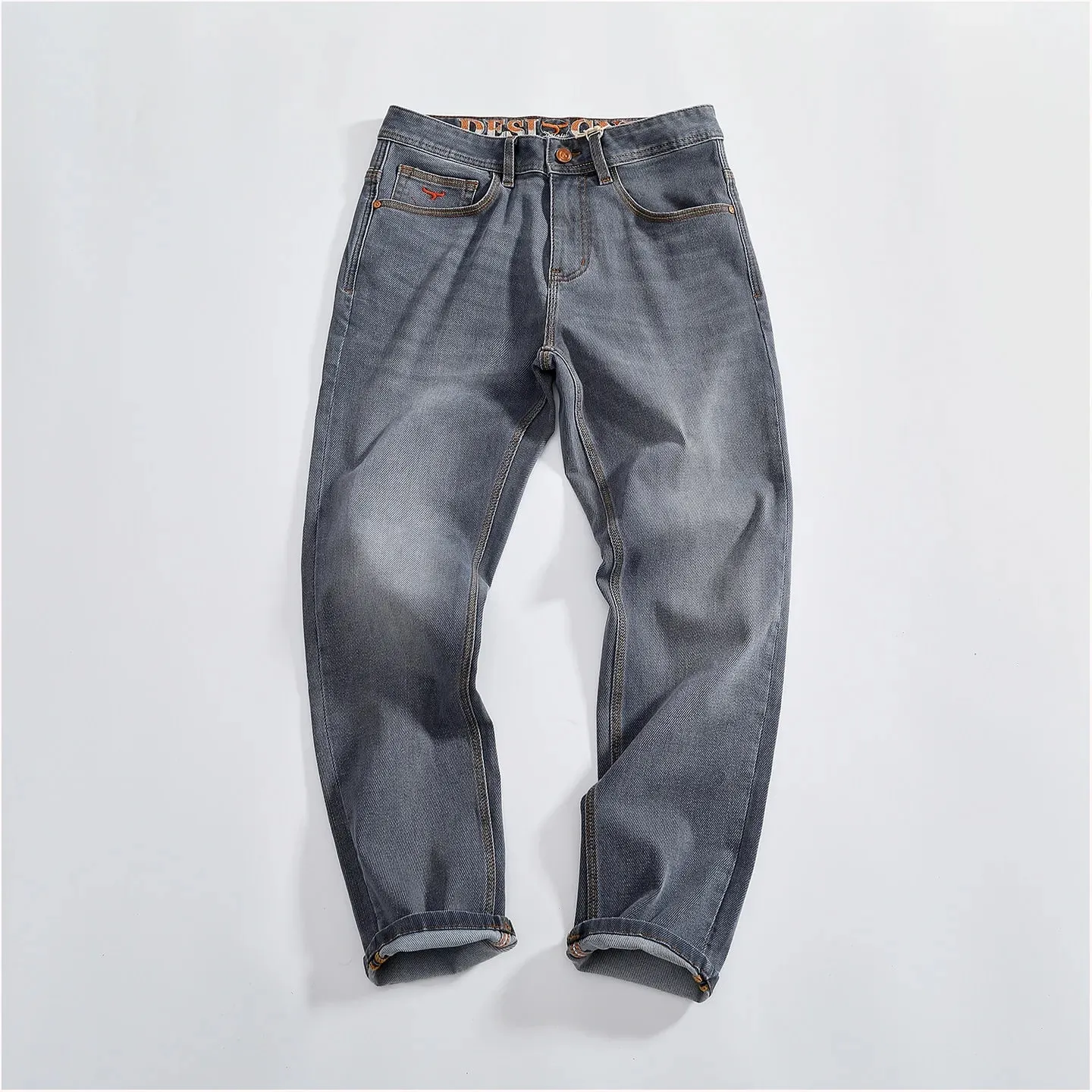 2026 Autumn New American Retro Wear-resistant Stretch Multiple Pockets Jeans Men's Fashion Washed Straight Conical Trousers — image 1