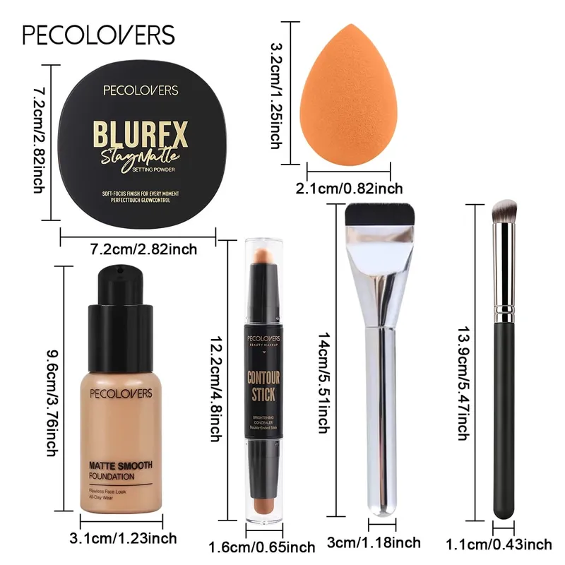 6PCS/Set Facial Makeup Set Natural Matte Covering Dark Circles and Blemishes Facial Shaping and Brightening Soft Texture