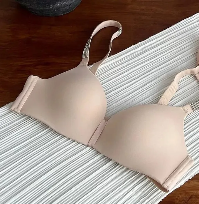 セクシーな Fashion Women Triangle Cup Bralette 32‑38 Thin Seamless Push Up Anti Sag Rhinestone Letter Strap Beautiful Back Lingerie — image 17