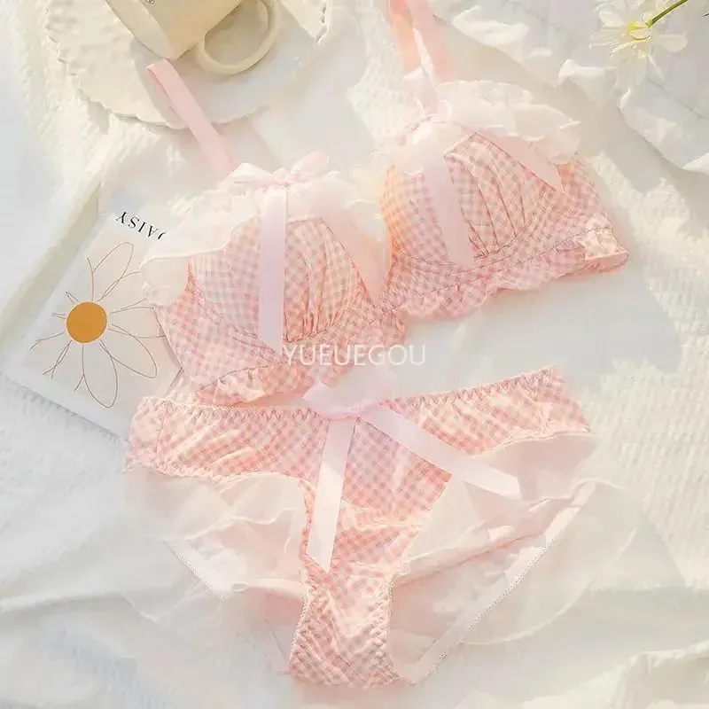 Women's Cute Bow & Polka Dot Bra Set - No Wire Push Up for Petite Chest Comfort Lace Underwear Set (2-Piece) — image 8
