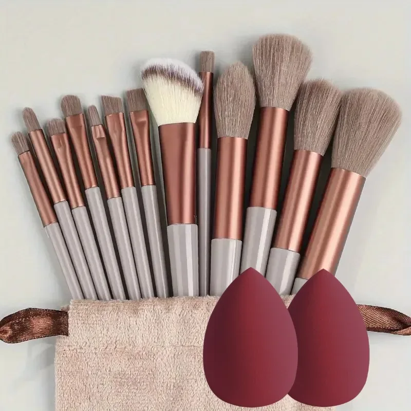 13Pcs Soft Fluffy Makeup Brushes Set for Cosmetics Foundation Blush Powder Eyeshadow Kabuki Blending with Makeup Sponge Egg