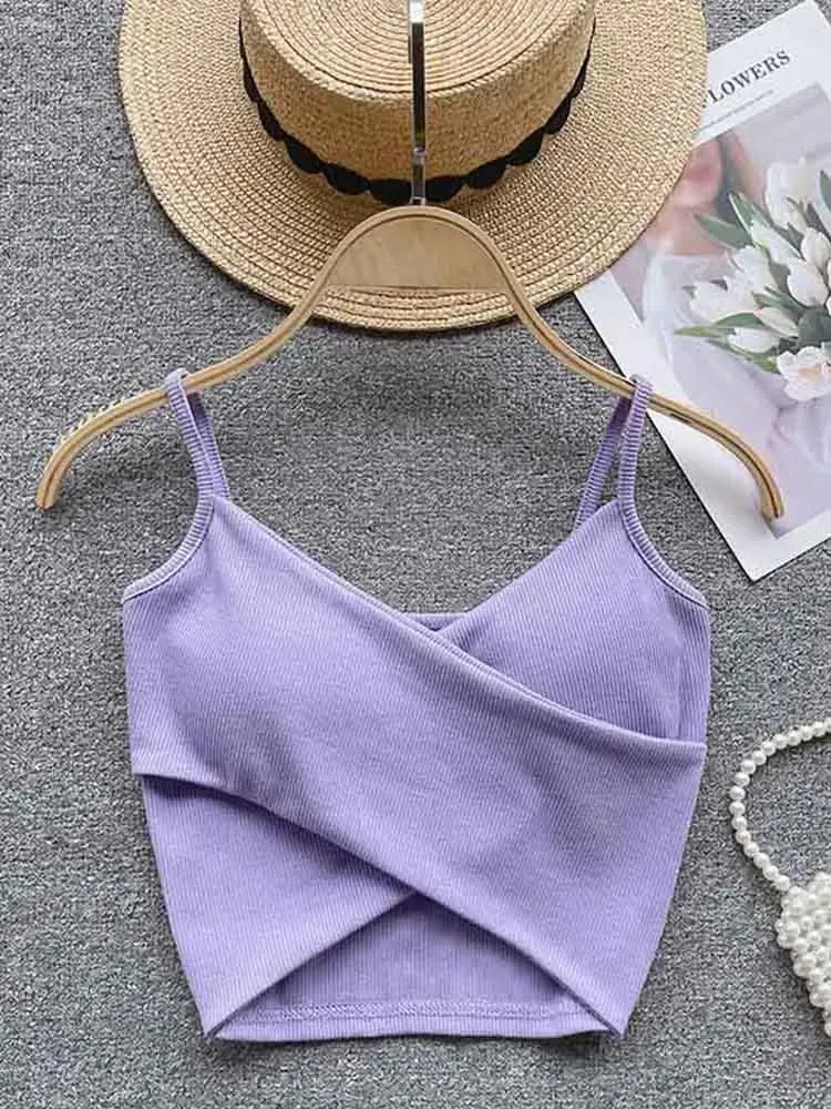 Irregular Casual Sport Camisole Women Strap Design Solid Fashion 2024 Y2K Elegant Ladies Chic Slim Tank Tops — image 15