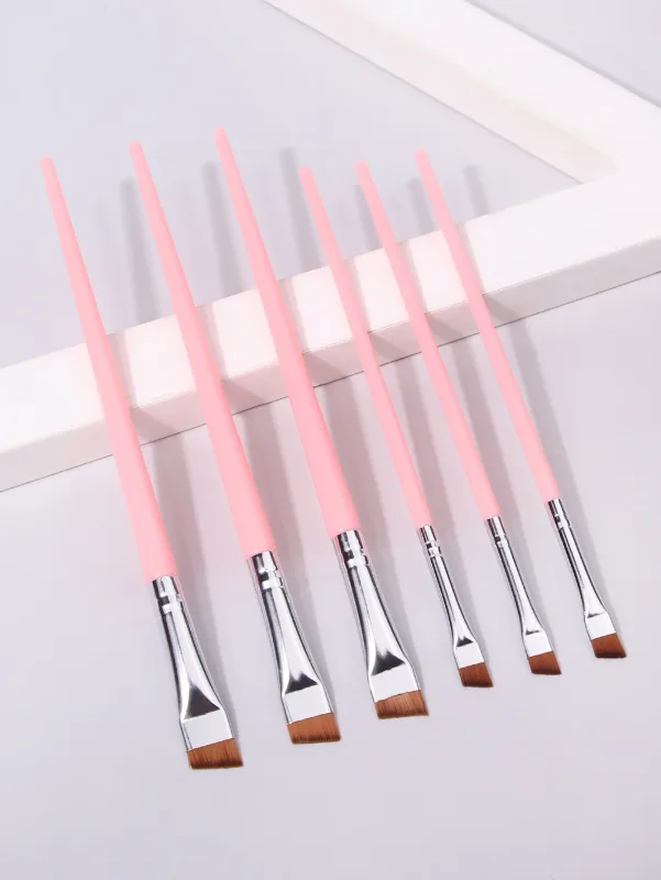 6PCS Thin Eyeliner Makeup Brush Set Fine Liner Brushes Professional Angled Eyebrow Brush High Quality Brow Contour Makeup Tool