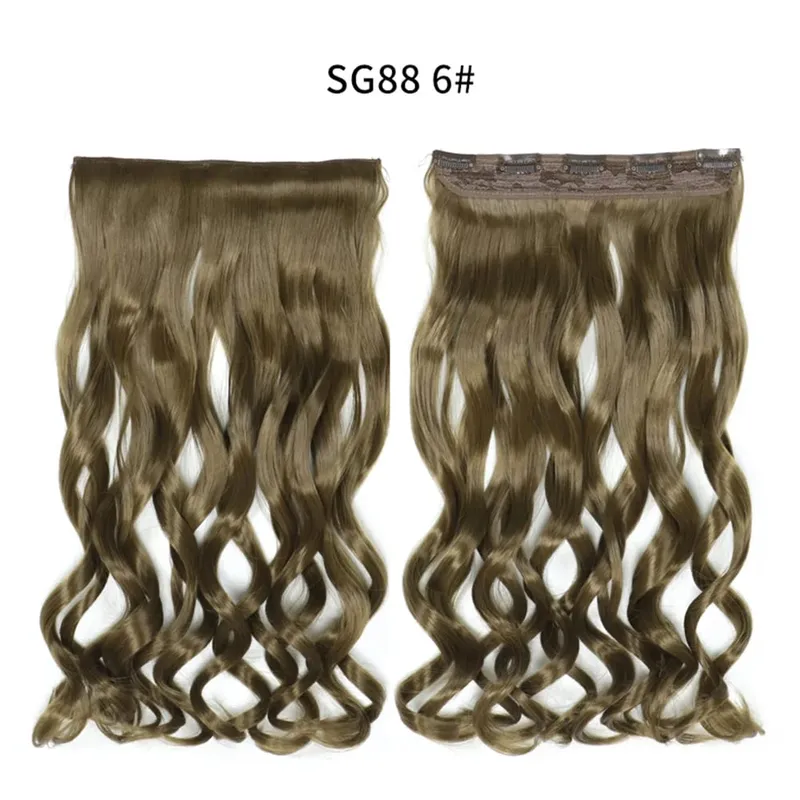 Long Straight Curly One Piece 5clips Clip-in Extensions 22Inch Heat Resistant Hairstyles Colour Mix Blonde Hair Piece For Women — image 47