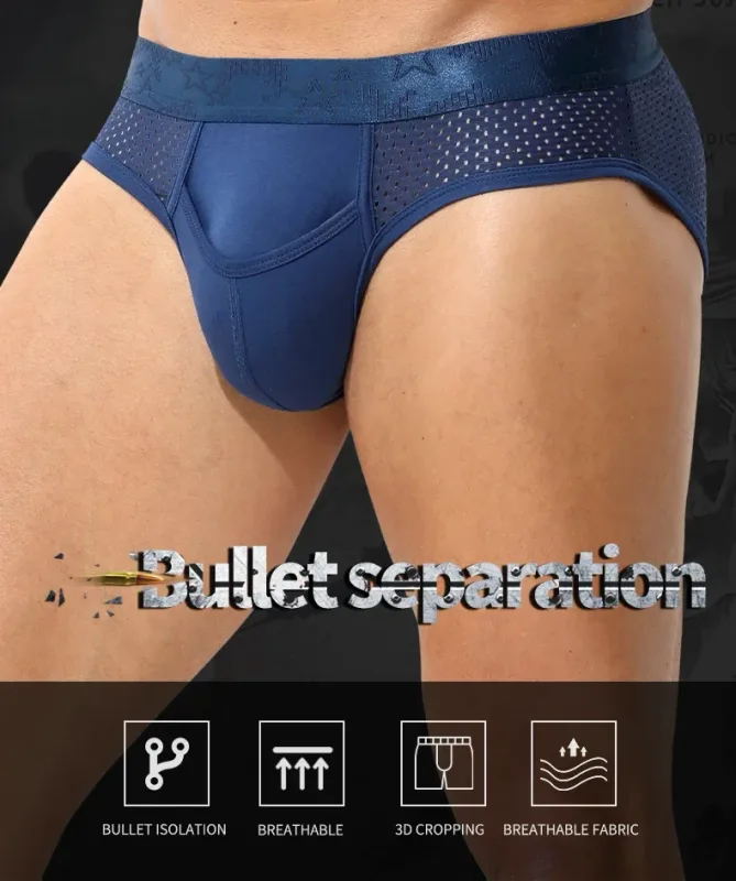Celana Dalam Pemisah Peluru Celana Dalam U-cembung Seksi Pria Celana Pendek Kabel Sperma Pelek Skrotum Sutra Es Pembuluh Darah Kepala Varises
