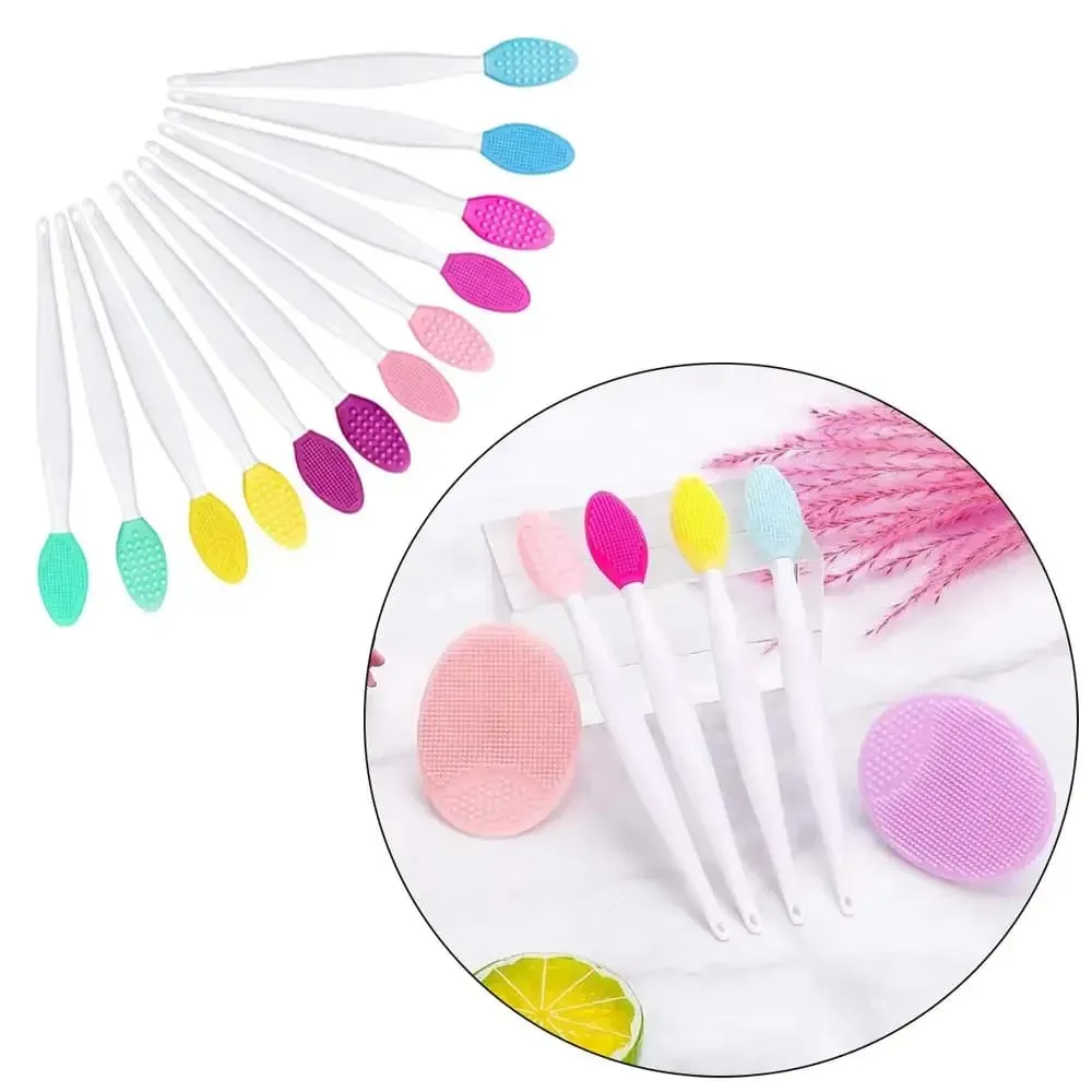 ขายส่ง 4 ชิ้นใหม่แฟชั่นการออกแบบจมูกสองด้านเครื่องมือซิลิโคน Lip Scrub Exfoliator แปรงแปรงแต่งหน้าชุดแปรงแต่งหน้า